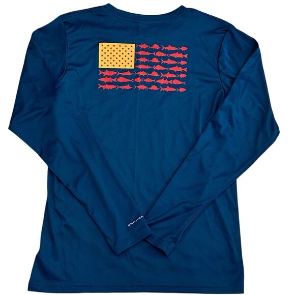 COLUMBIA PFG Boy's Performance Navy Fish Flag Top Large NWOT - Picture 4 of 4